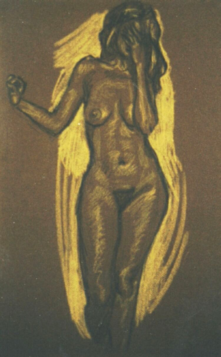 Drawing, Conte crayons on pastel paper. Nude-3. 